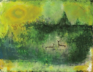 Abstraktion Malerei - Rotwild im Wald ZWJ Chinesische Abstraktion